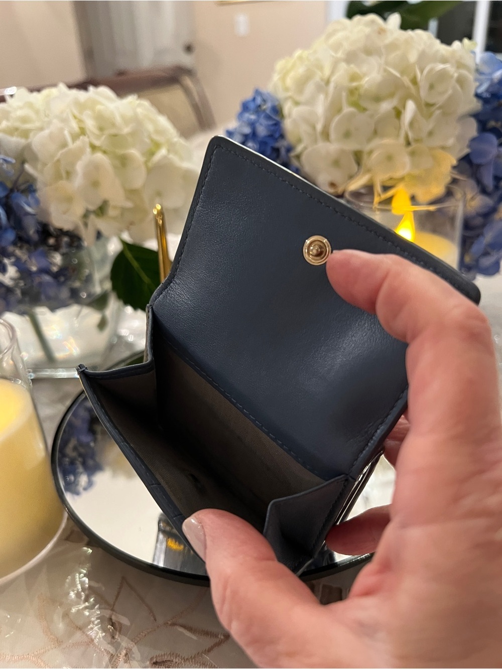 Furla 1927 S Blue Croc Embossed Leather Compact Trifold Wallet - Picture 8 of 10